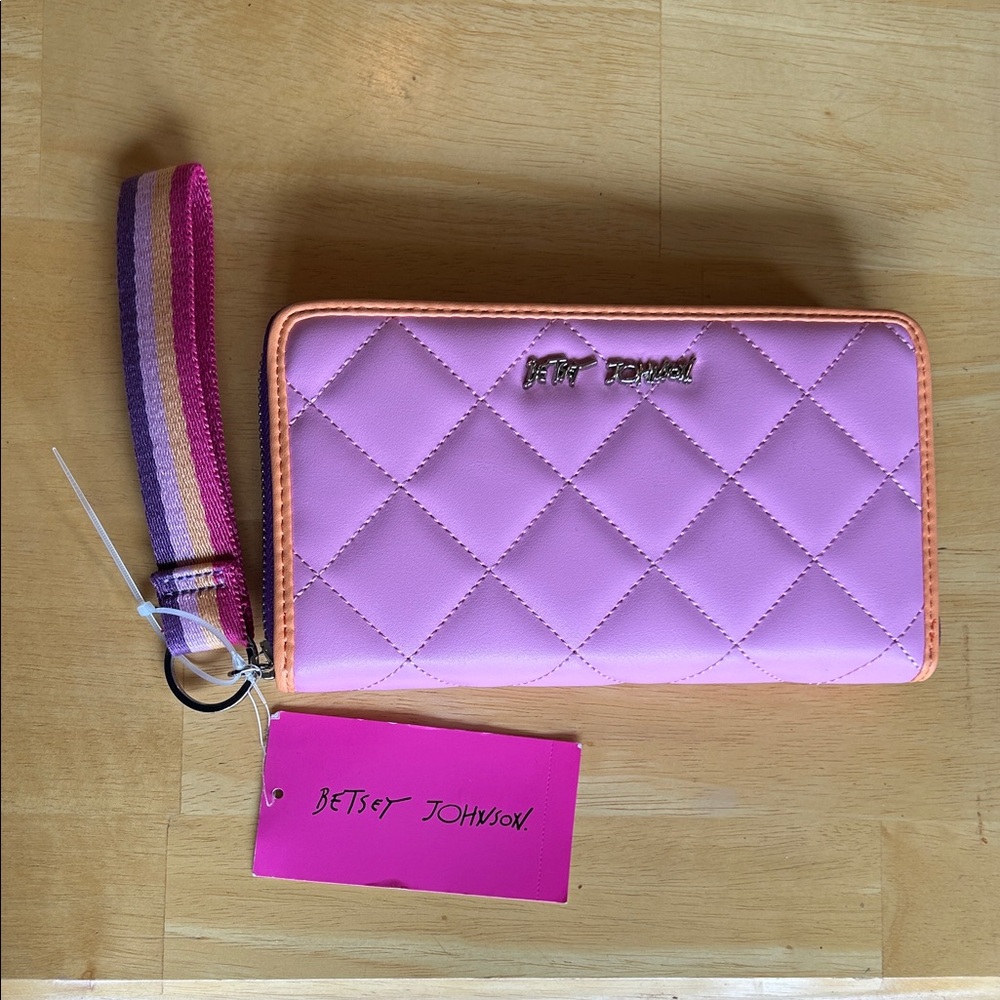 Betsey Johnson Pink and Peach Quilted Wallet